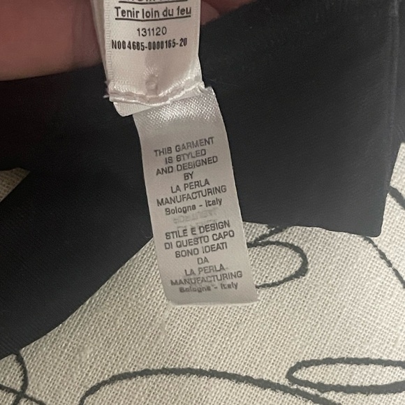 LA PERLA Balconette Bikini Black White Logo Strap Halter Light Padding Underwire - Picture 10 of 10